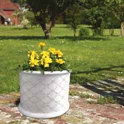 Mayfair Antique White Cylinder Plant Pot - 30cm -Garden Tool Sale Store 13176816 1574943628044811
