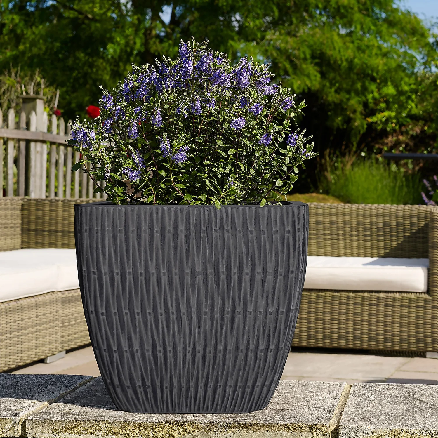 House Beautiful Roma Weave Charcoal Square Pot - 25cm 2 House Beautiful Roma Weave Charcoal Square Pot - 25cm - Image 2