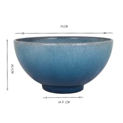 Glazed Finish Blue Bowl Planter - 32.5cm 3 Glazed Finish Blue Bowl Planter - 32.5cm -Garden Tool Sale Store 13190814 1004909731360765