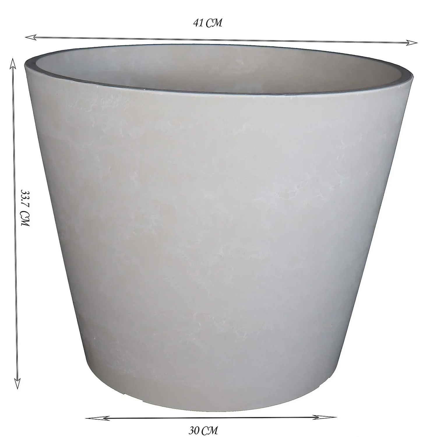 White Marble Pot - 40cm 2 White Marble Pot - 40cm - Image 2