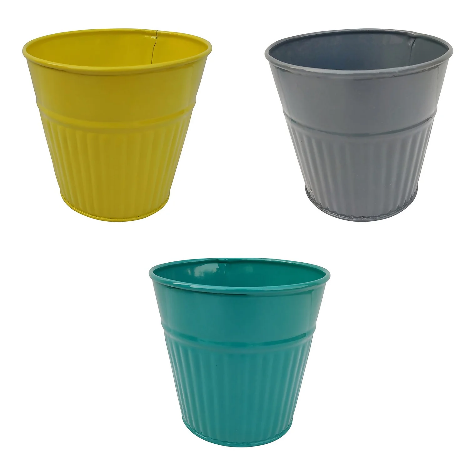 Ribbed Planter (3 Colour Mix) - 10cm 1 Ribbed Planter (3 Colour Mix) - 10cm