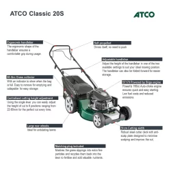 Atco 166cc Classic 20S Petrol Lawn Mower- 51cm -Garden Tool Sale Store 13483564 4434932703871040