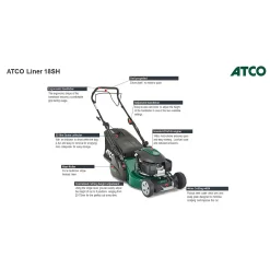 Atco 145cc Liner 18SH Petrol Lawn Mower - 46cm -Garden Tool Sale Store 13486585 1594932690022221