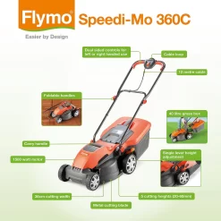 Flymo 1500W Speedi Mo 360C Electric Lawn Mower - 36cm 7 Flymo 1500W Speedi Mo 360C Electric Lawn Mower - 36cm -Garden Tool Sale Store 13524783 1144936626085281