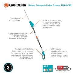 GARDENA Telescopic Cordless 18V Hedge Trimmer -Garden Tool Sale Store 13524827 1334936344375021