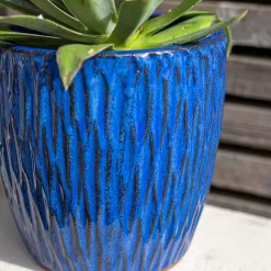 Chiswick Textured Pot Blue - 38cm -Garden Tool Sale Store 13973623 2015011239399195