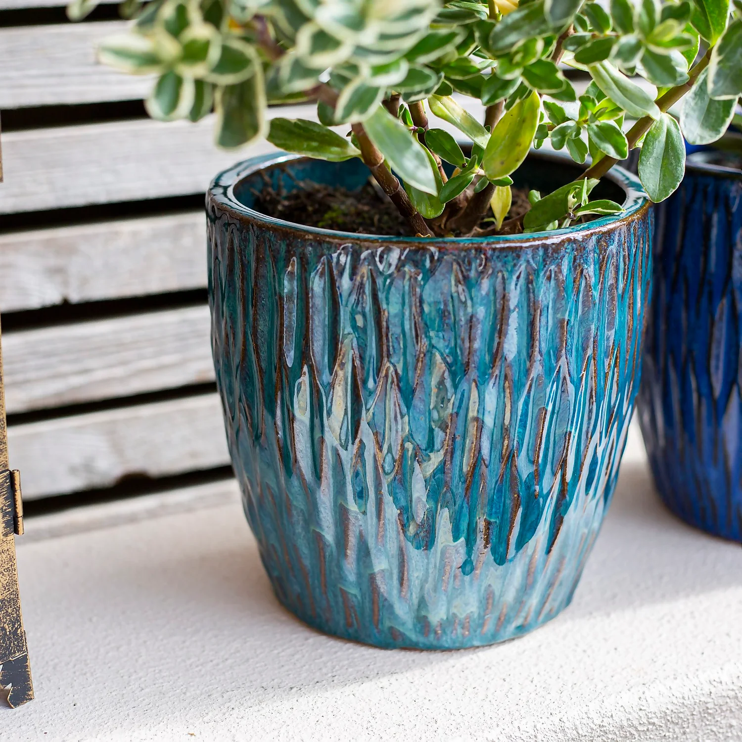 Chiswick Textured Pot Green - 32cm 4 Chiswick Textured Pot Green - 32cm - Image 4