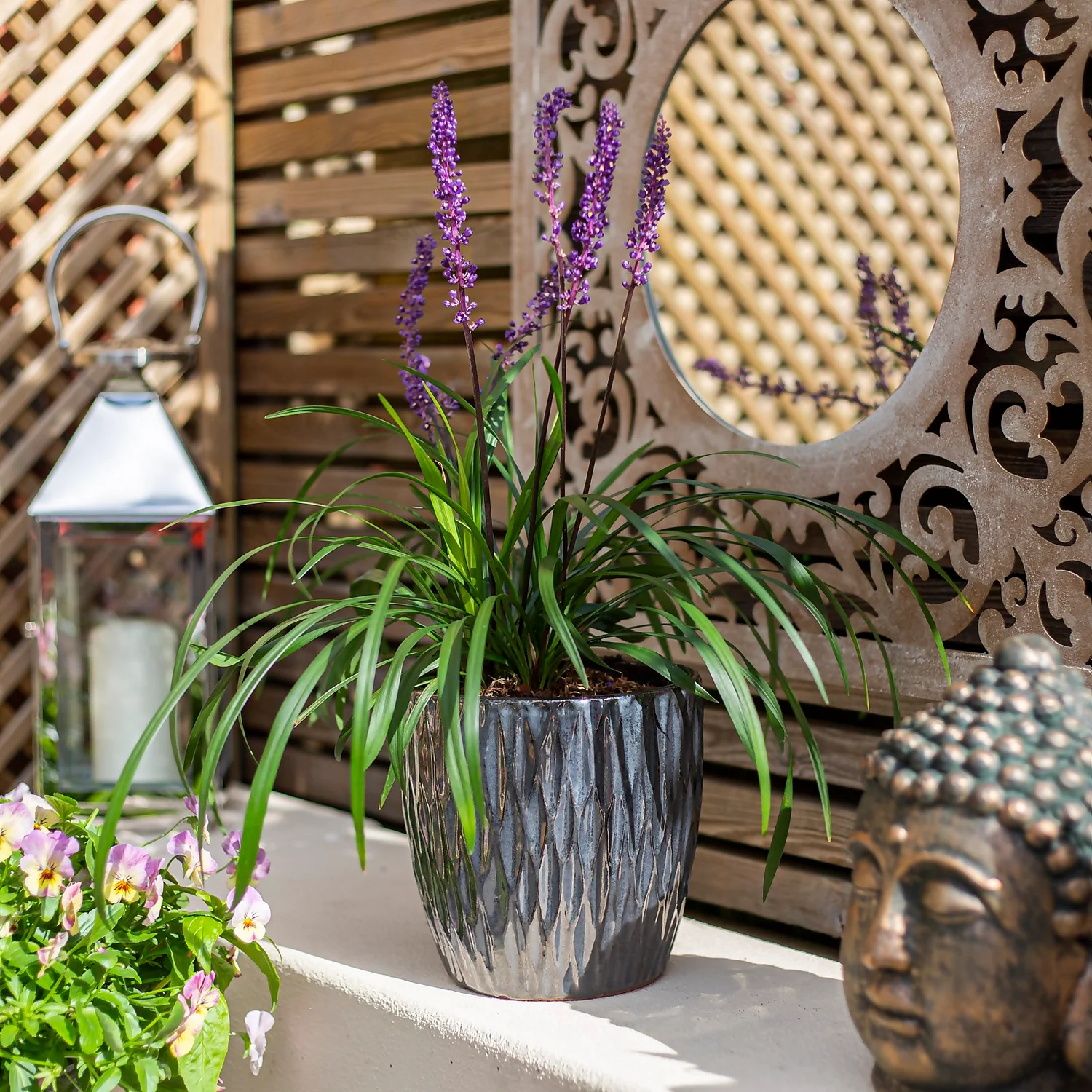 Chiswick Textured Pot Black - 38cm 2 Chiswick Textured Pot Black - 38cm - Image 2