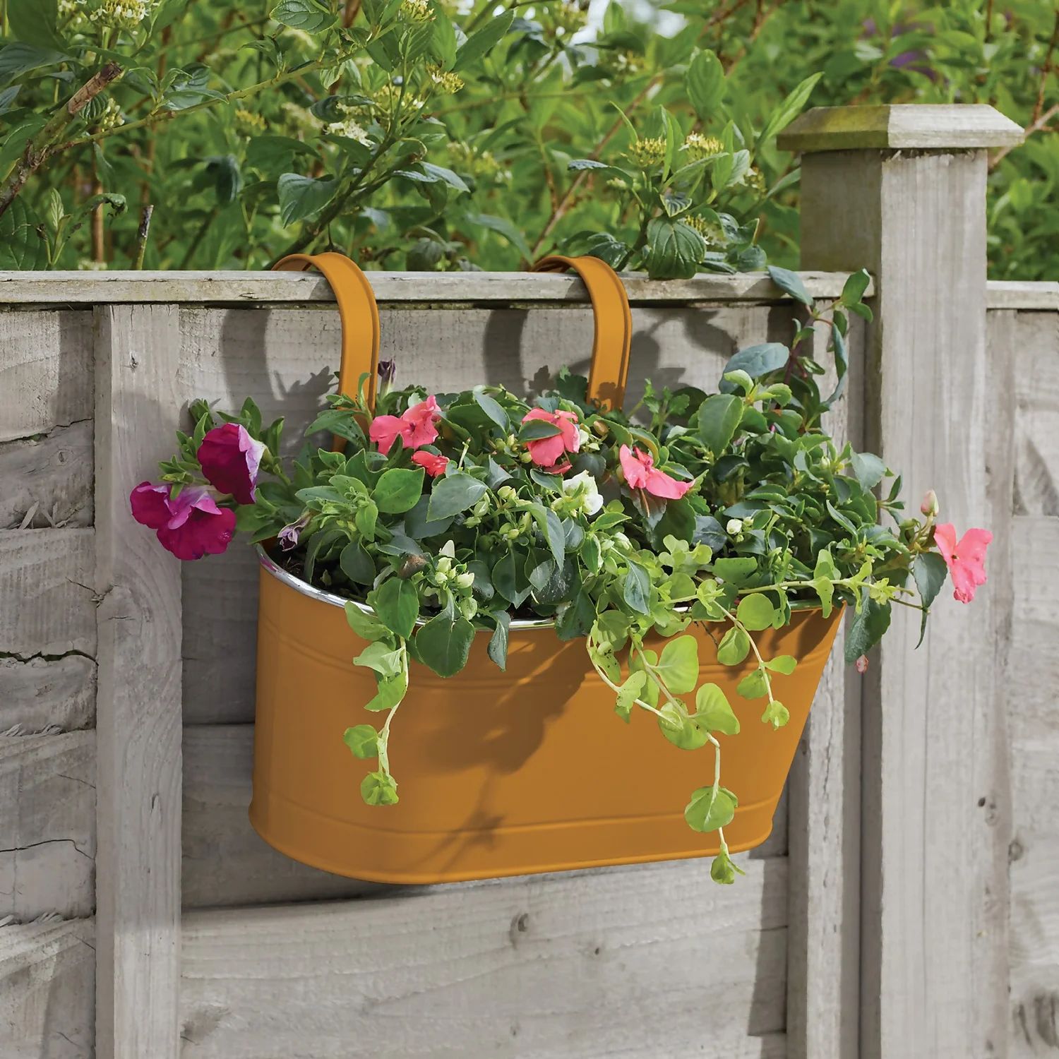 12in Fence And Balcony Hanging Planter - Mustard 2 12in Fence And Balcony Hanging Planter - Mustard - Image 2