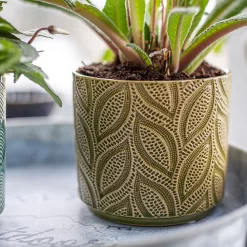 Crackle Leaf Indoor Plant Pot - 12cm -Garden Tool Sale Store 14197410 1355024191440648